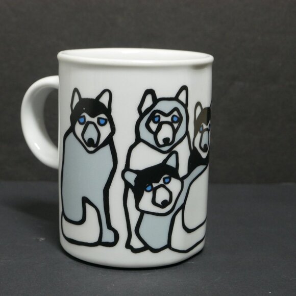 Marc Tetro Coffee Tea Mug Huskies Sled Dogs Blue Eyes Danesco Montreal Canada - Picture 1 of 5